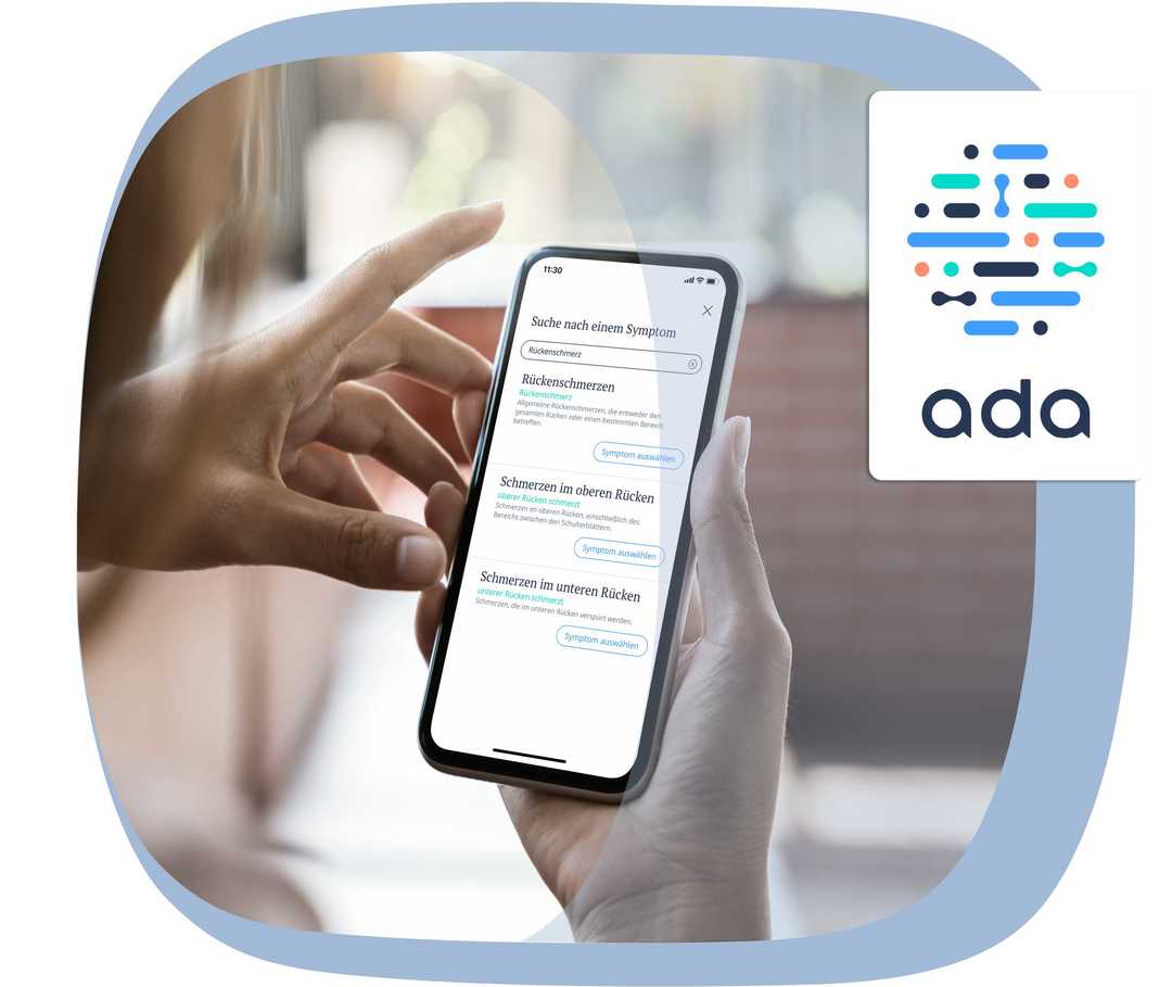 Ada-Selbsttest Eine Frau absolviert den Ada-Selbsttest auf ihrem Smartphone