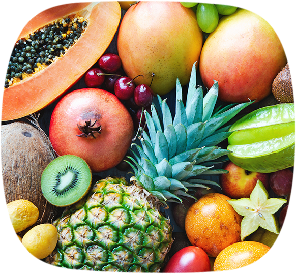 Eine Sammlung von verschiedenen Obstsorten